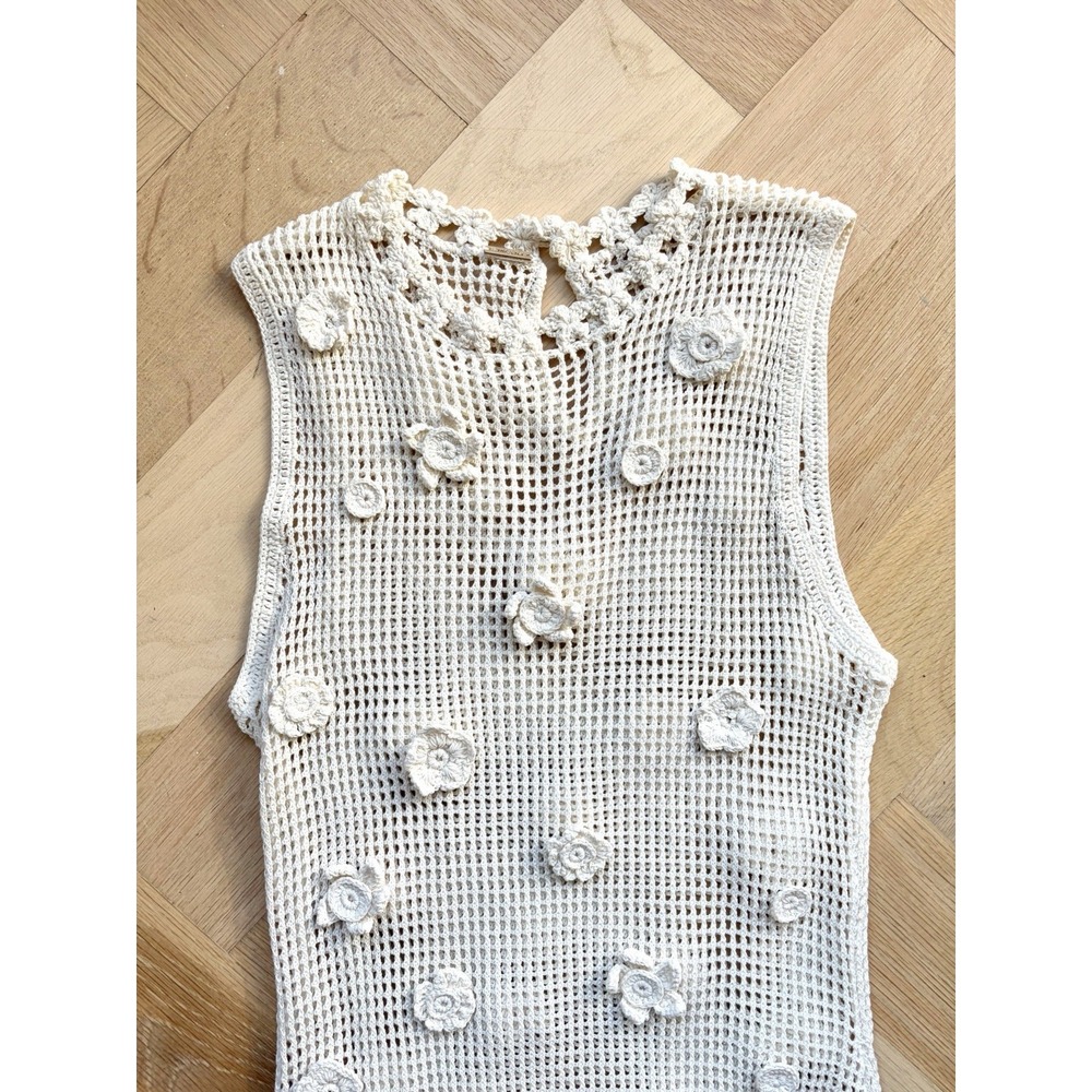 Cult Gaia $798 Vermeer Dress Crochet Flower Cotton Yarn Maxi Bachlorette Bridal - Picture 8 of 11